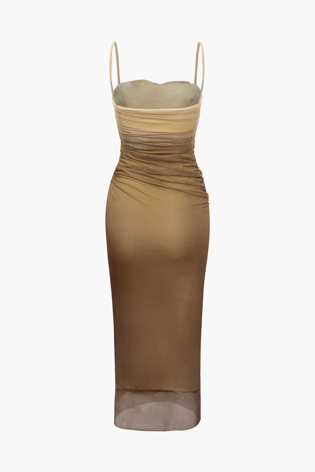 Mesh Ruched Cami Maxi Dress