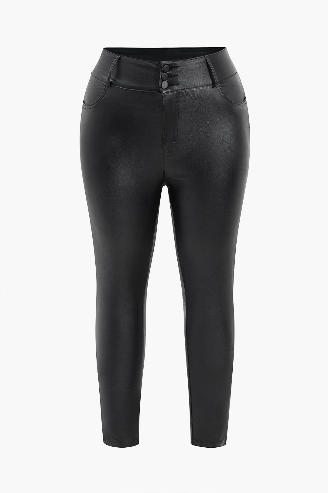 Plus Size Faux Leather Trousers