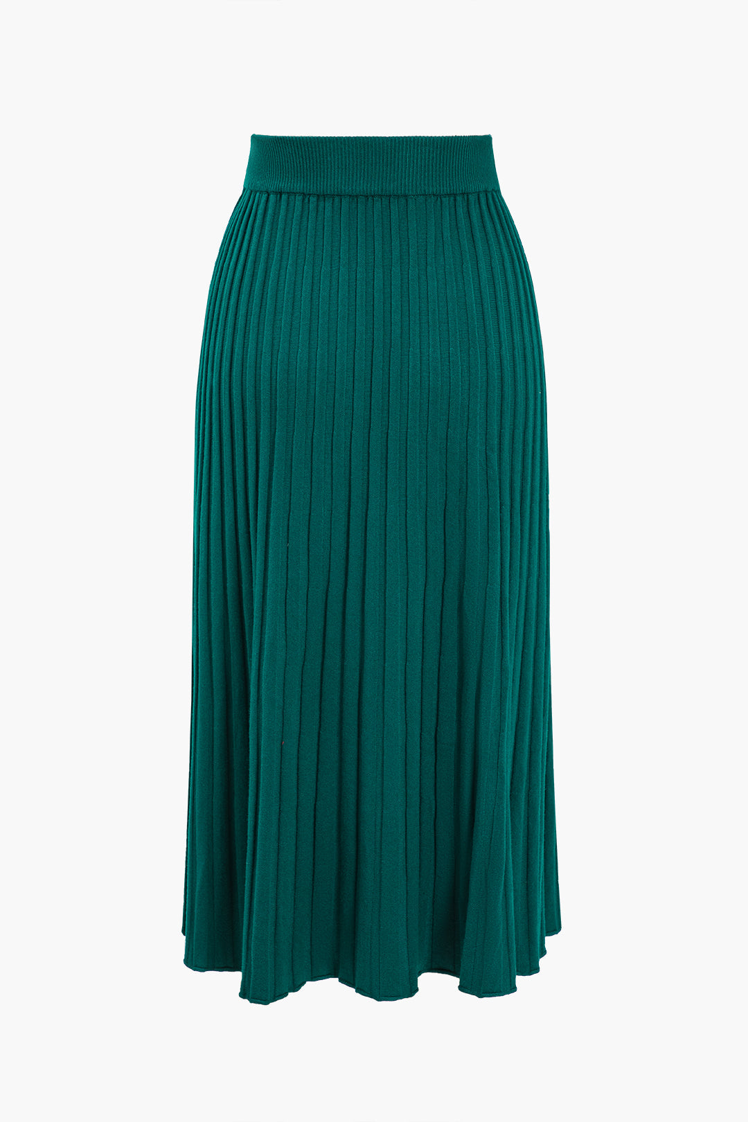 Knit Button Pleated Slit Skirt