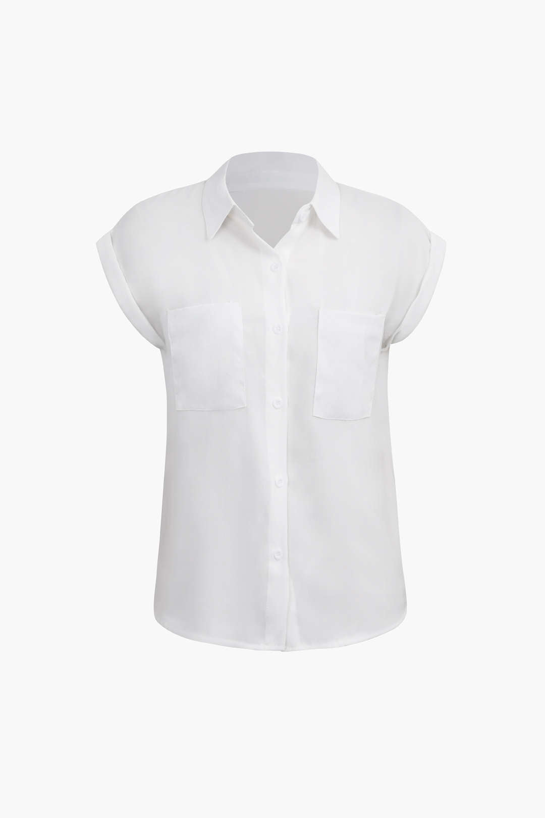 Basic Rolled Cuff Knotted Hem Shirt