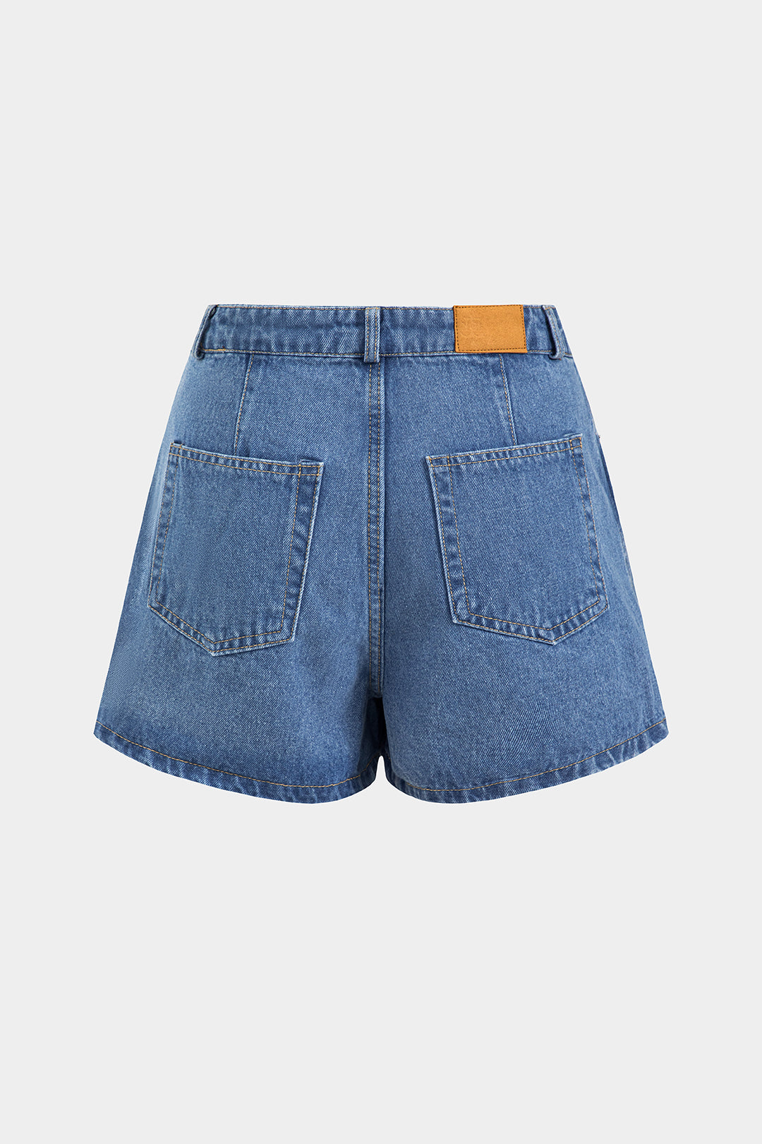 Denim Asymmetrical Button Pocket Shorts