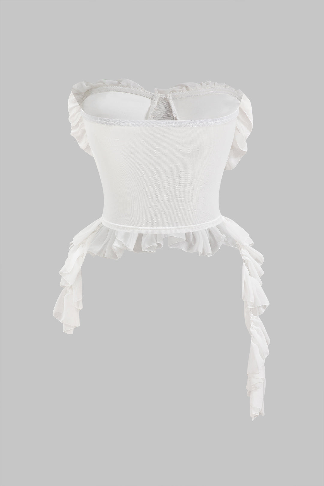 Chiffon Satin Ruffle Corset Tube Top