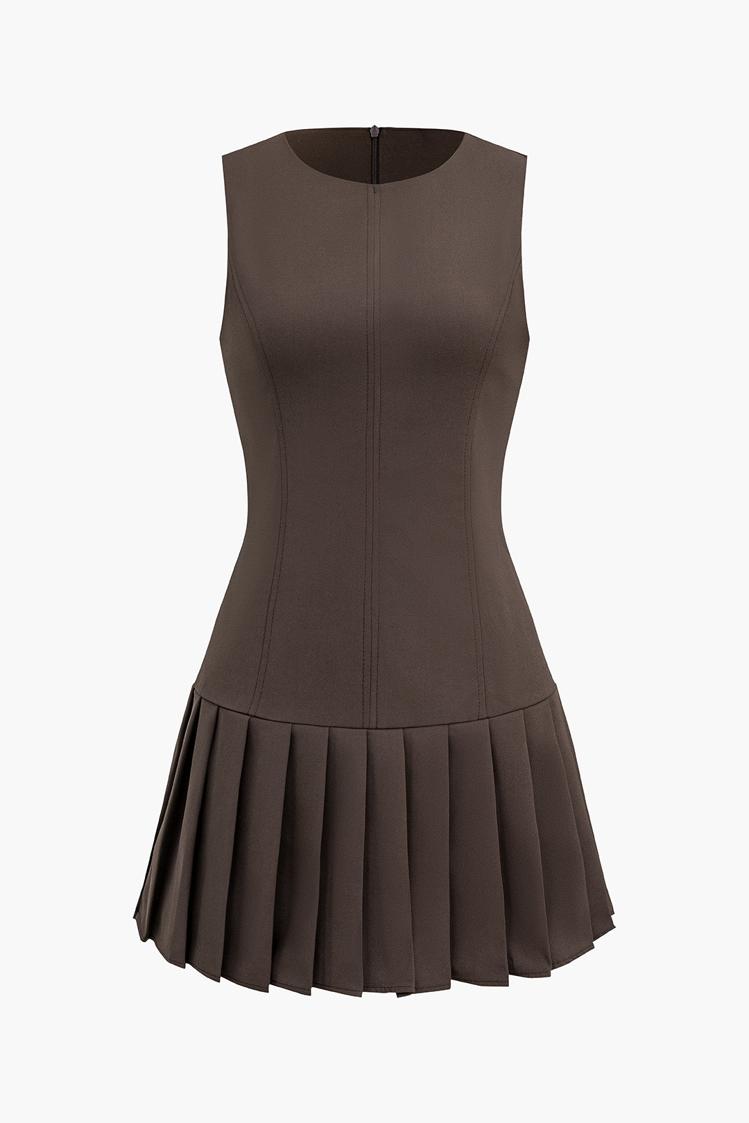 Solid Pleated Mini Dress