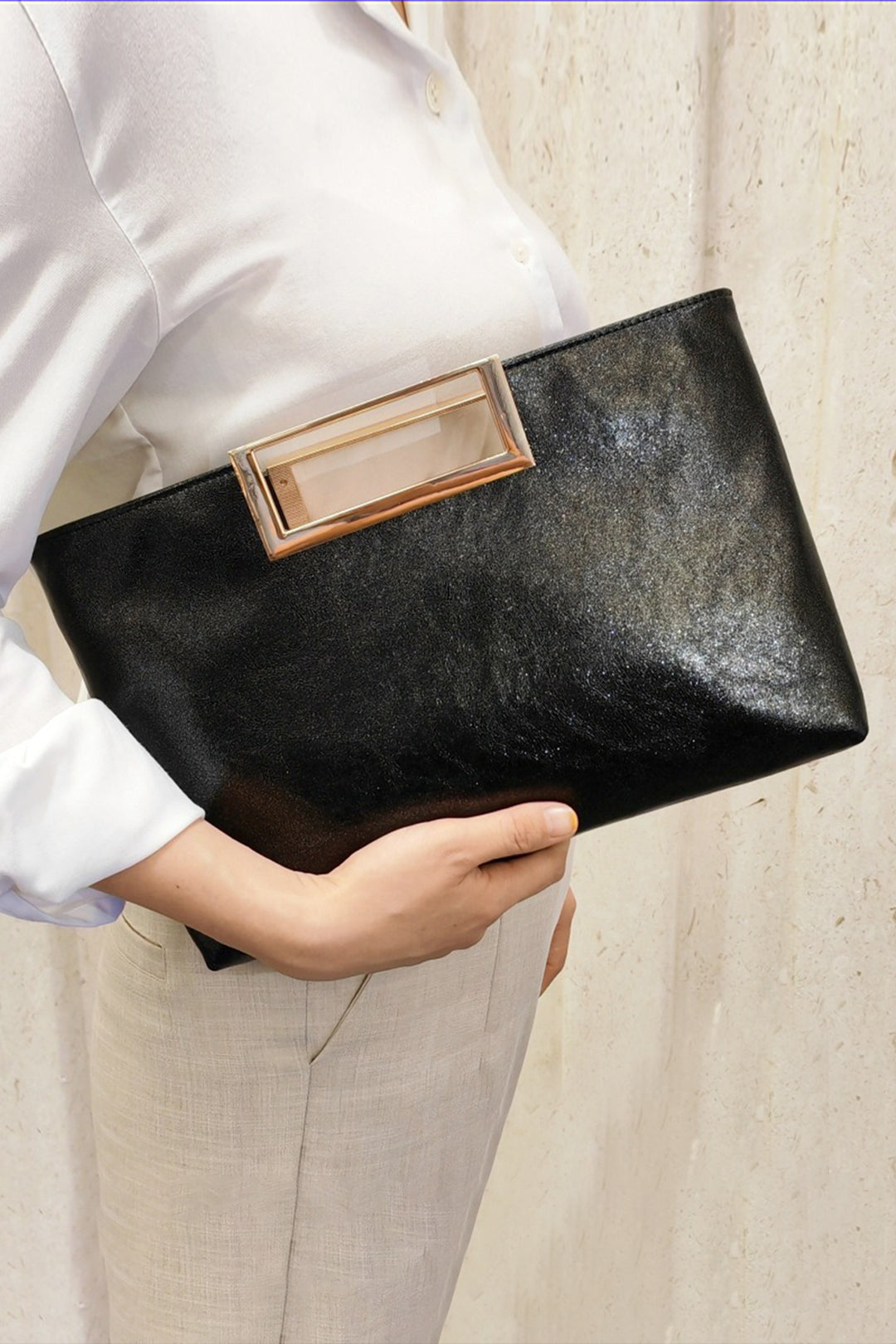 Faux Leather Clutch Bag