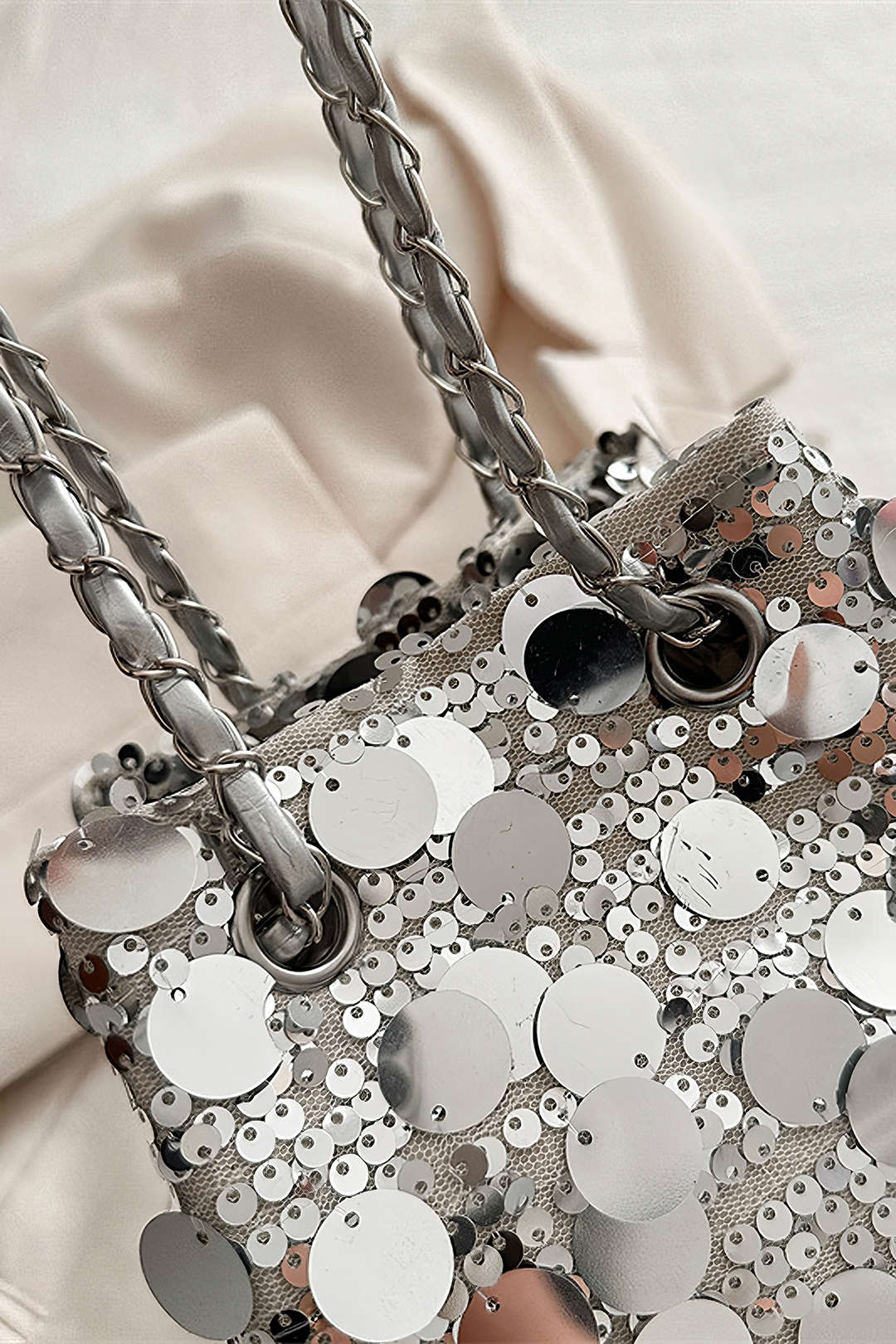 Sequin Chain Strap Cross-Body Bag