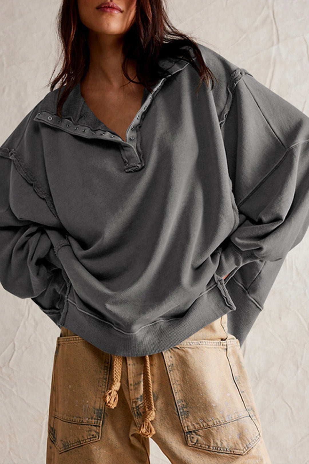 Button Collar Sweatshirt