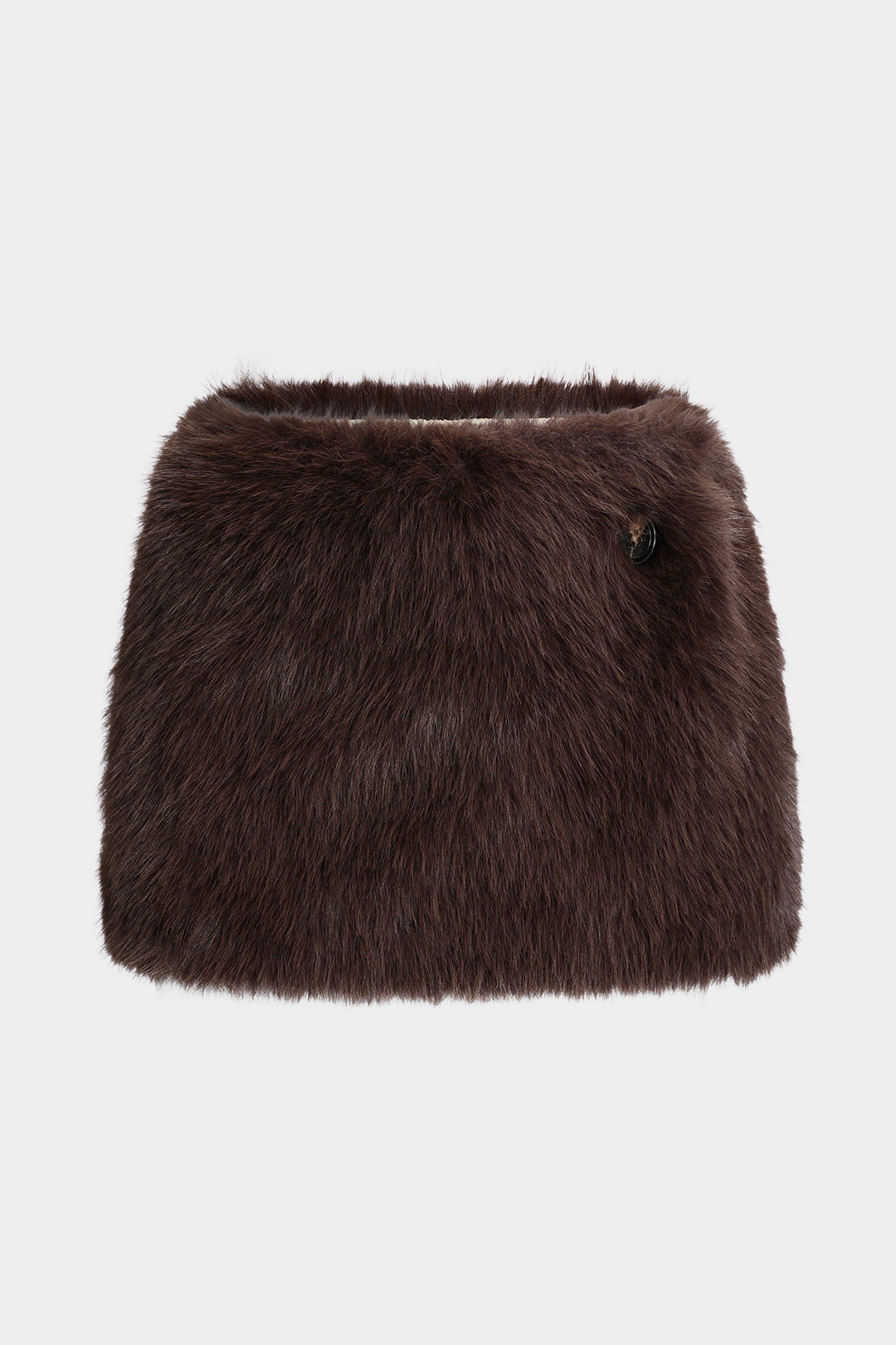 Faux Fur Button Mini Skirt