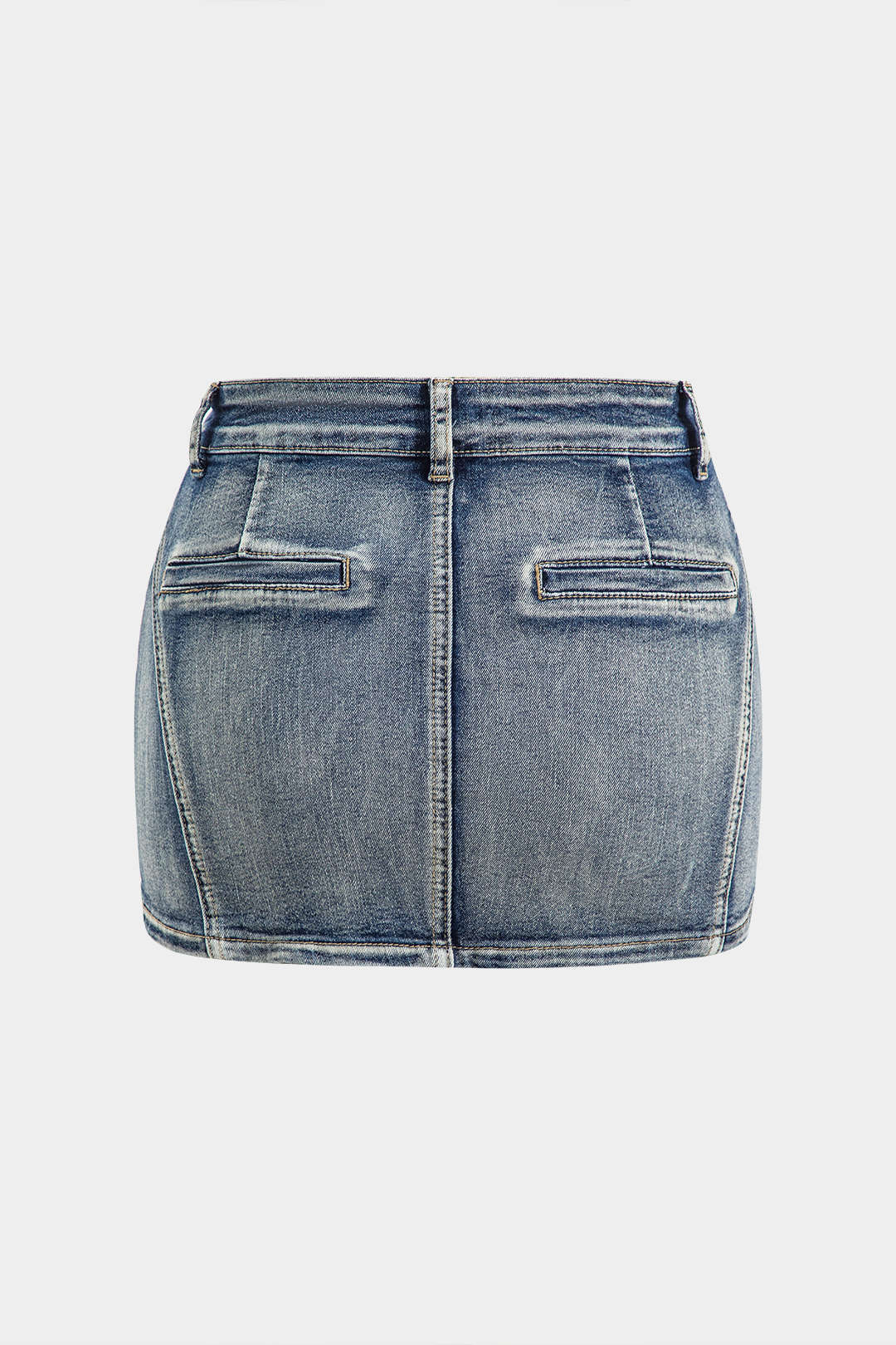 Denim High Waist Pocket Zipper Skirt