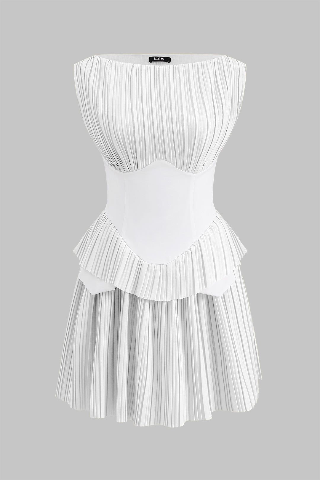 Pleated Patchwork Corset Sleeveless Mini Dress