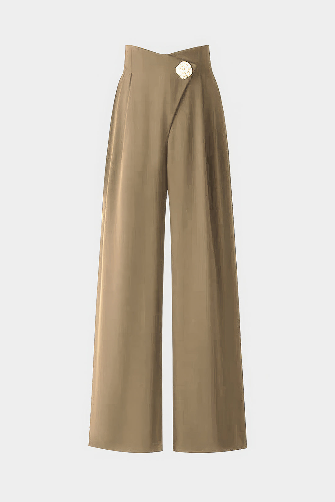 Metallic Pocket Crossed High Waist Wide Leg Trousers