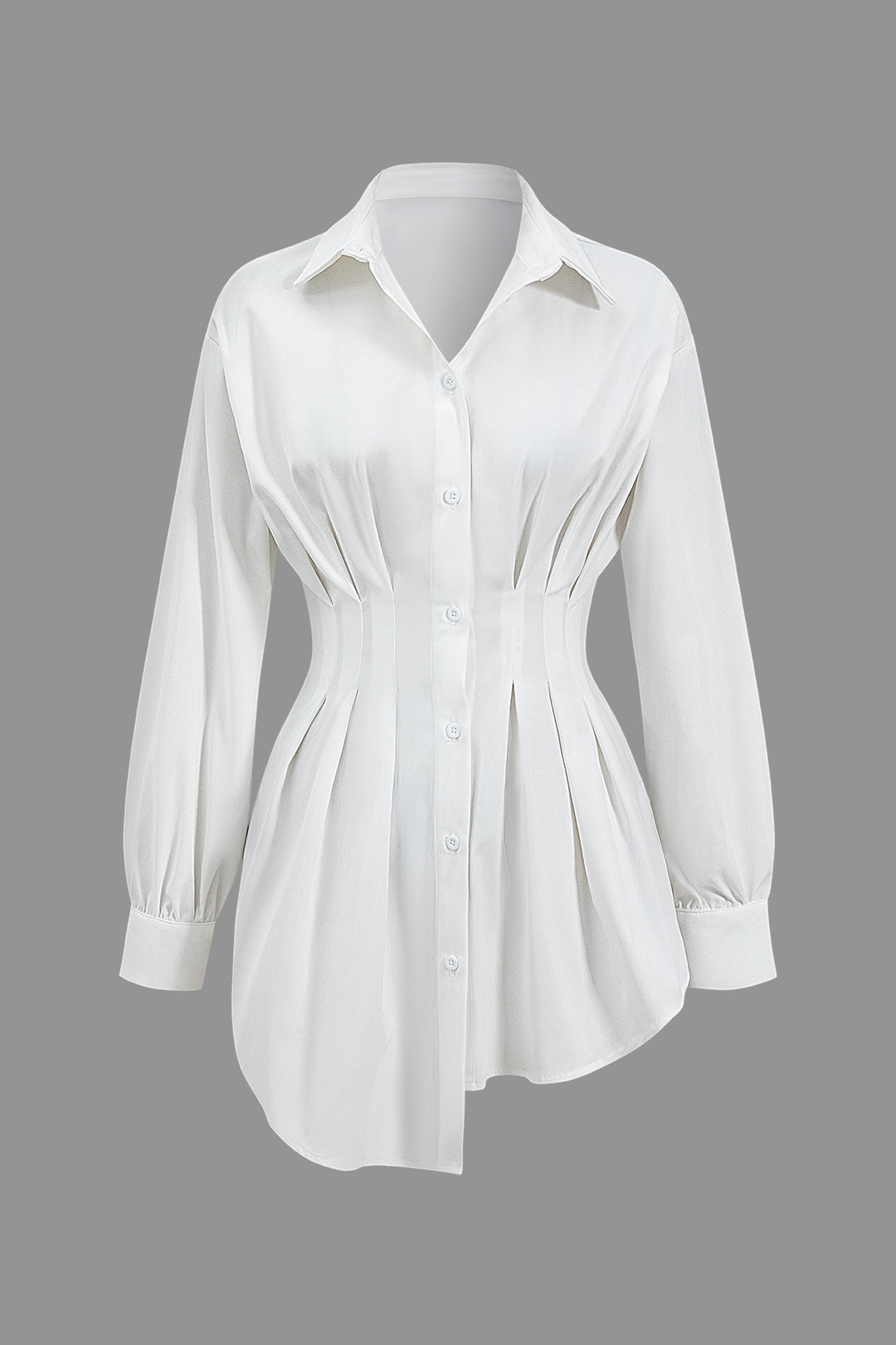 Ruched Button Long-Sleeve Shirt