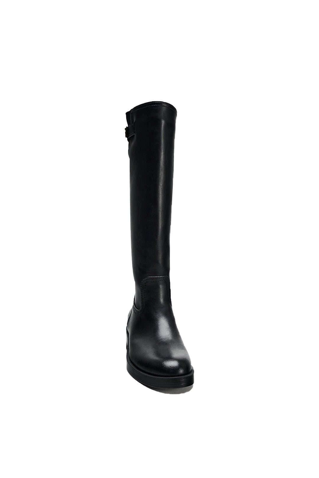 Faux Leather Chunky Heel Round Toe Mid Calf Boots