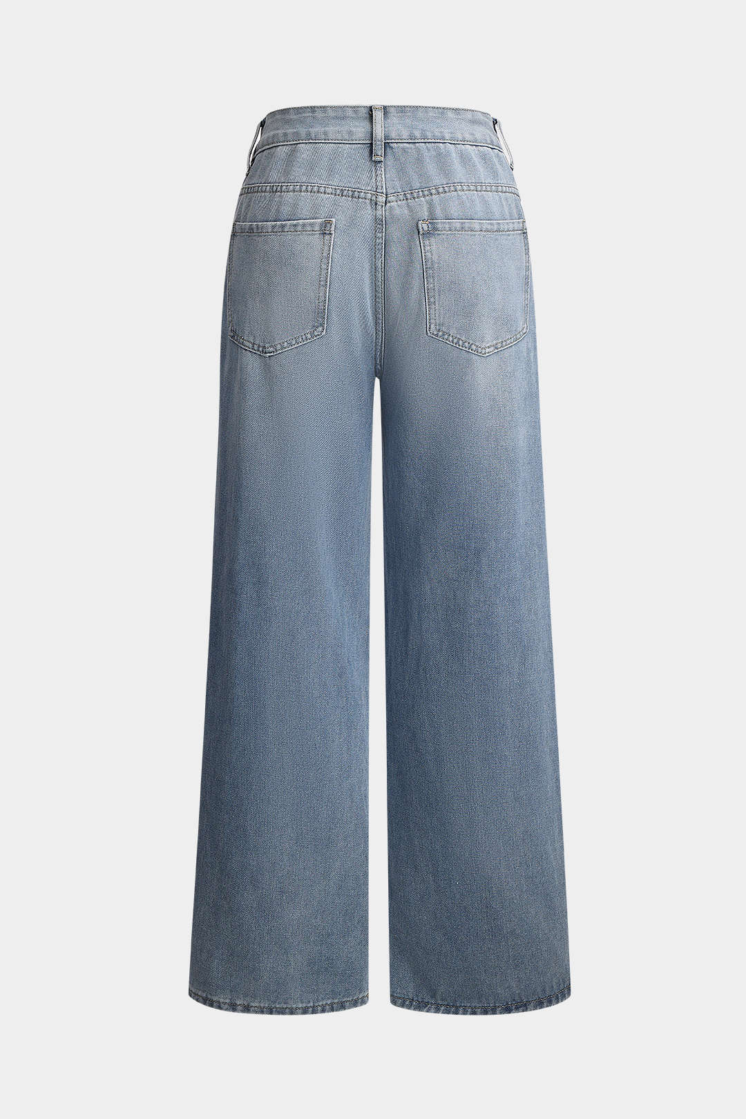 Denim Pocket Tie-Up Straight Leg Jeans