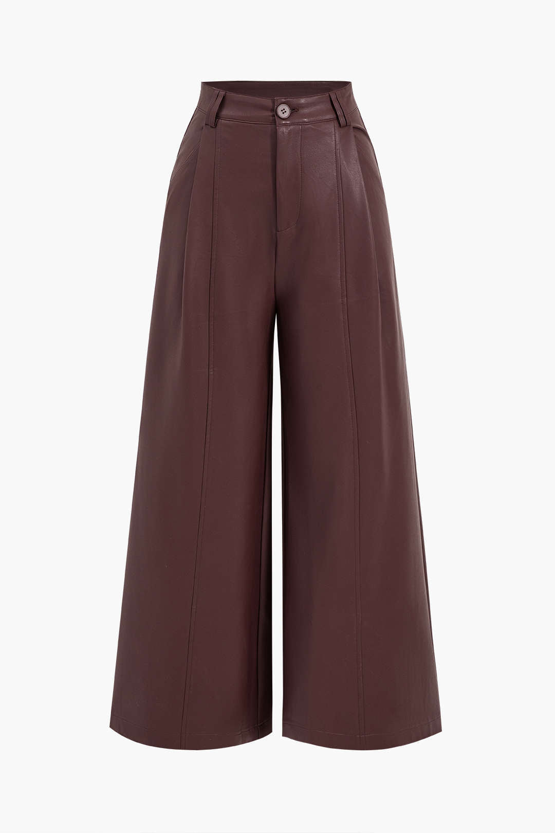 Faux Leather Pocket Wide Leg Trousers