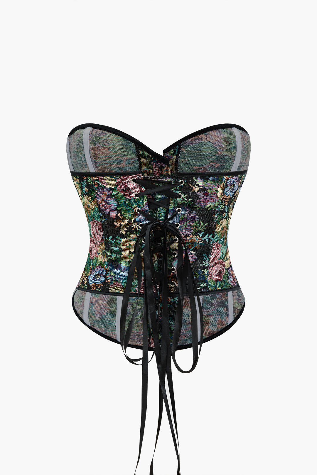 Jacquard Corset Waist Contrast Binding Ribbon Tube Top