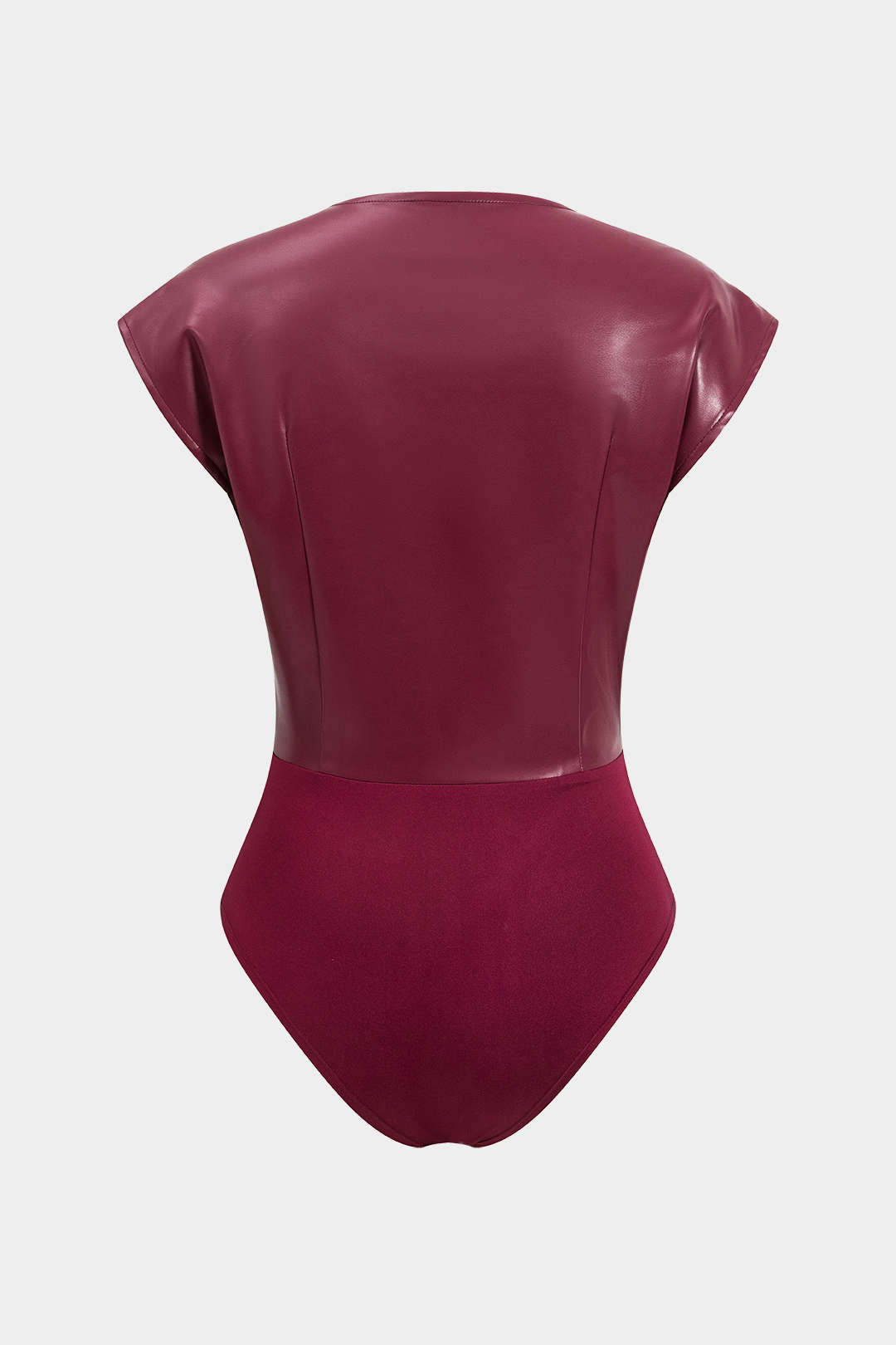 Faux Leather Button Fake Pocket Corset Bodysuit