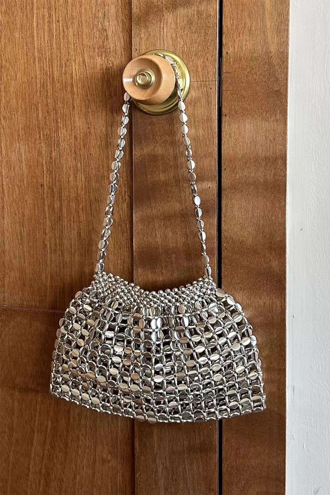 Metal Beaded Retro Shoulder Bag