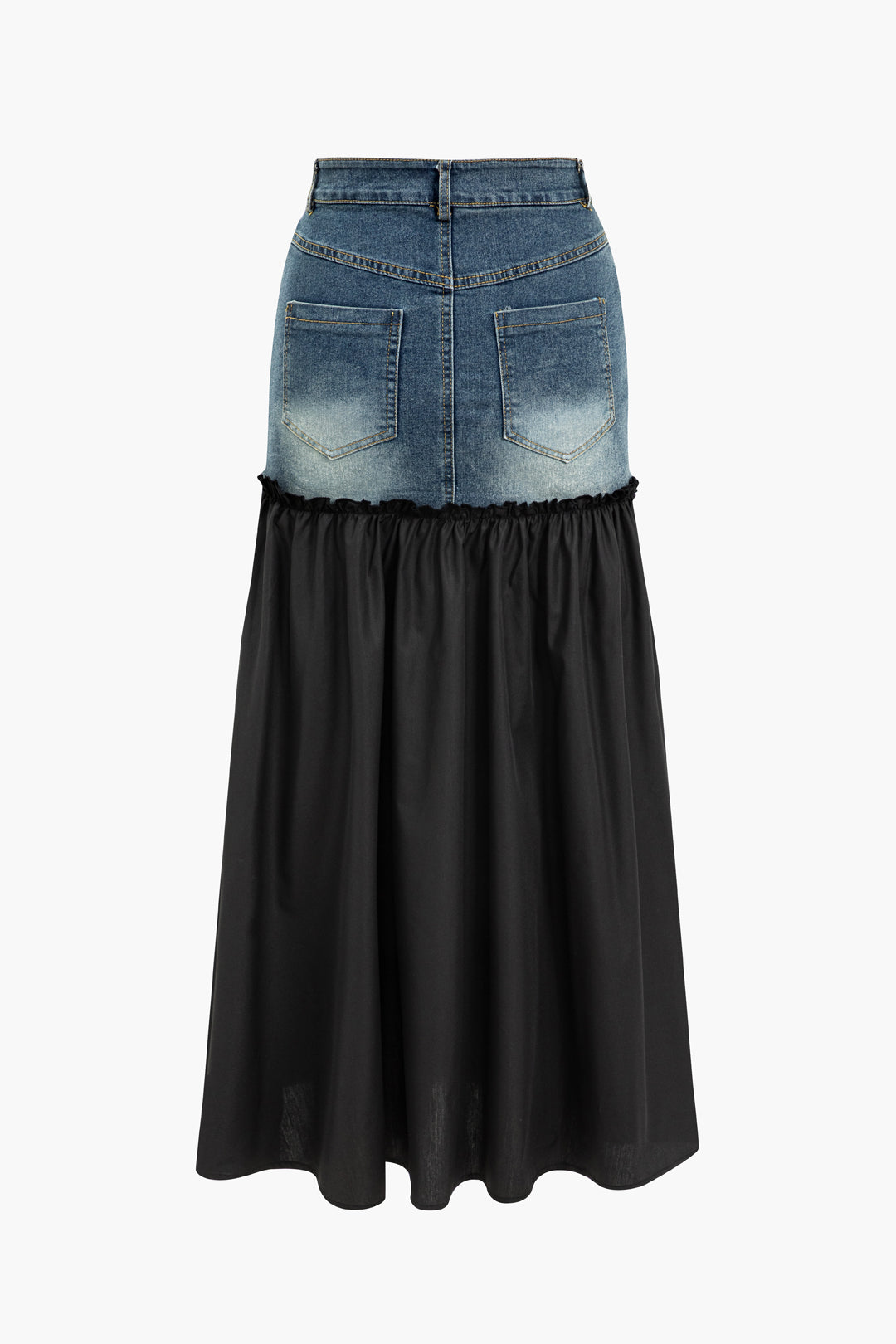 Denim Patchwork T-shirt And Skirt Set