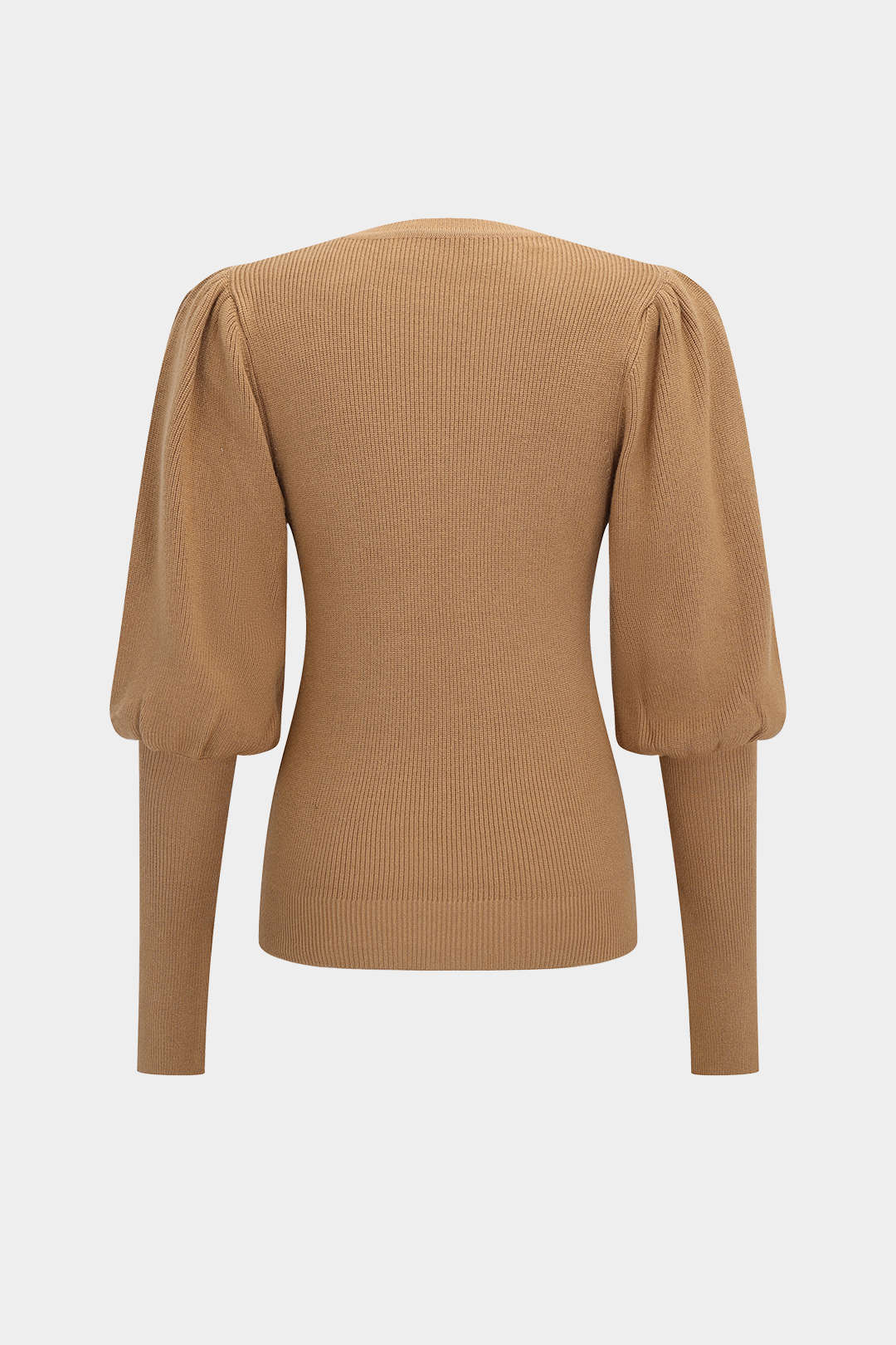 Knit Gold Button Gigot Sleeve Long-Sleeve Top