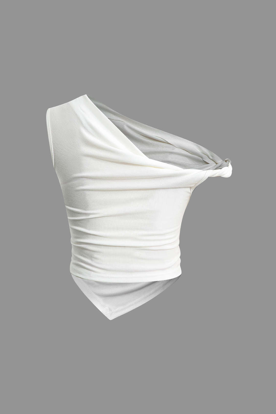 Basic Asymmetrical Twist Ruched T-shirt