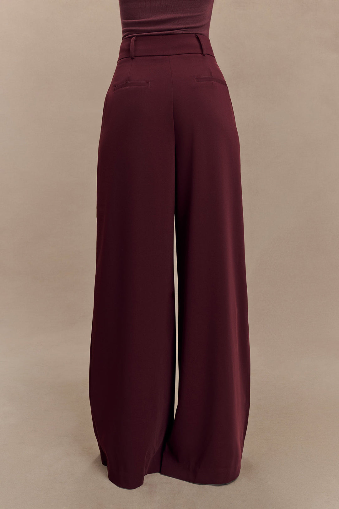 Solid Pleated Wide Leg Trousers