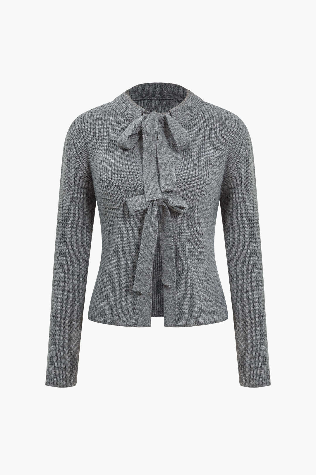 Solid Knit Tie-Up Cardigan