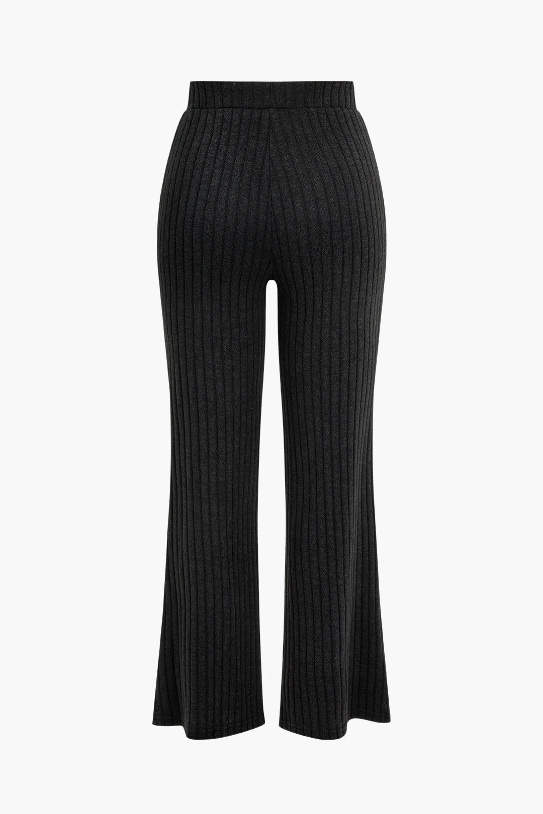 Ribbed Knit Elastic Waistband Trousers