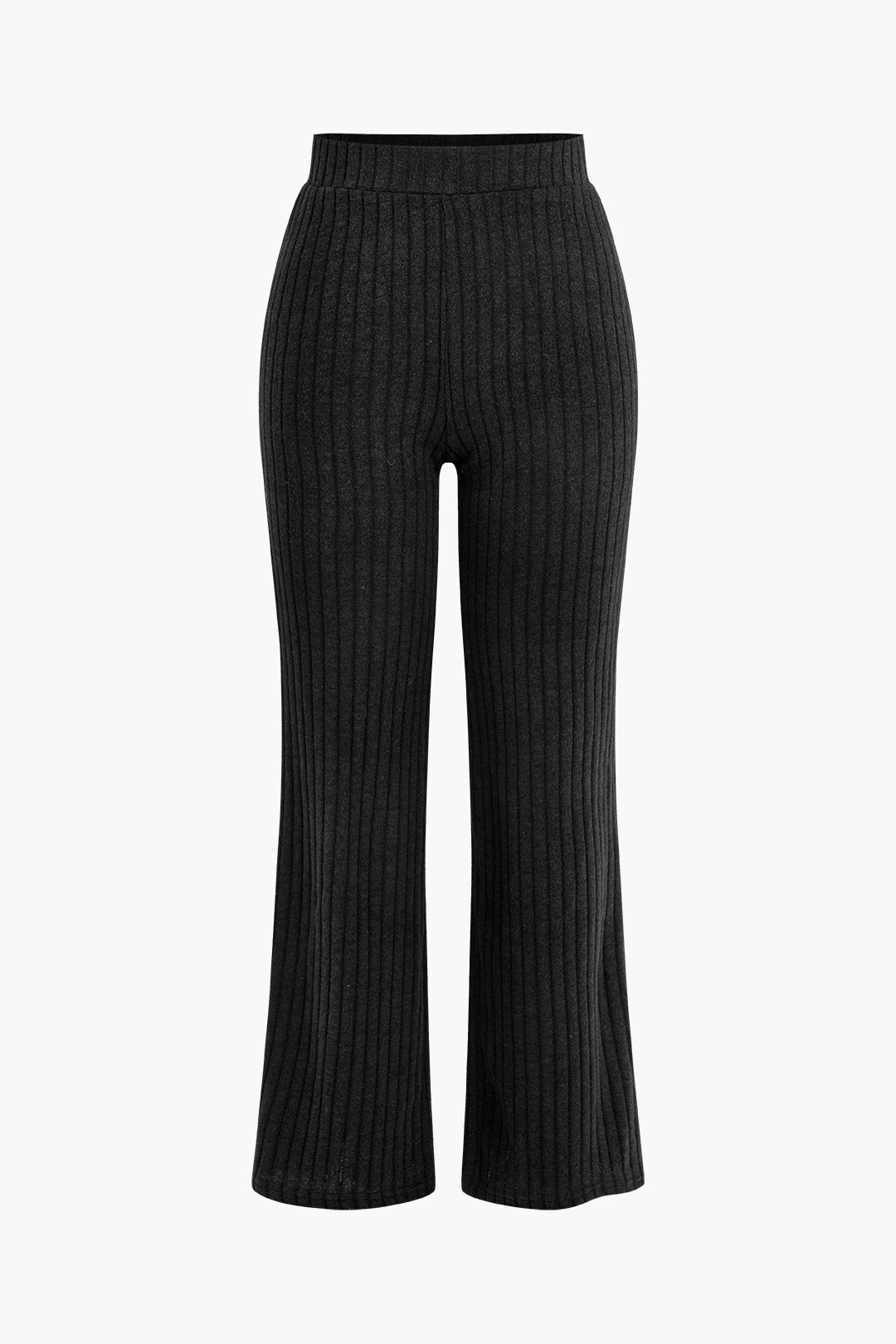 Ribbed Knit Elastic Waistband Trousers