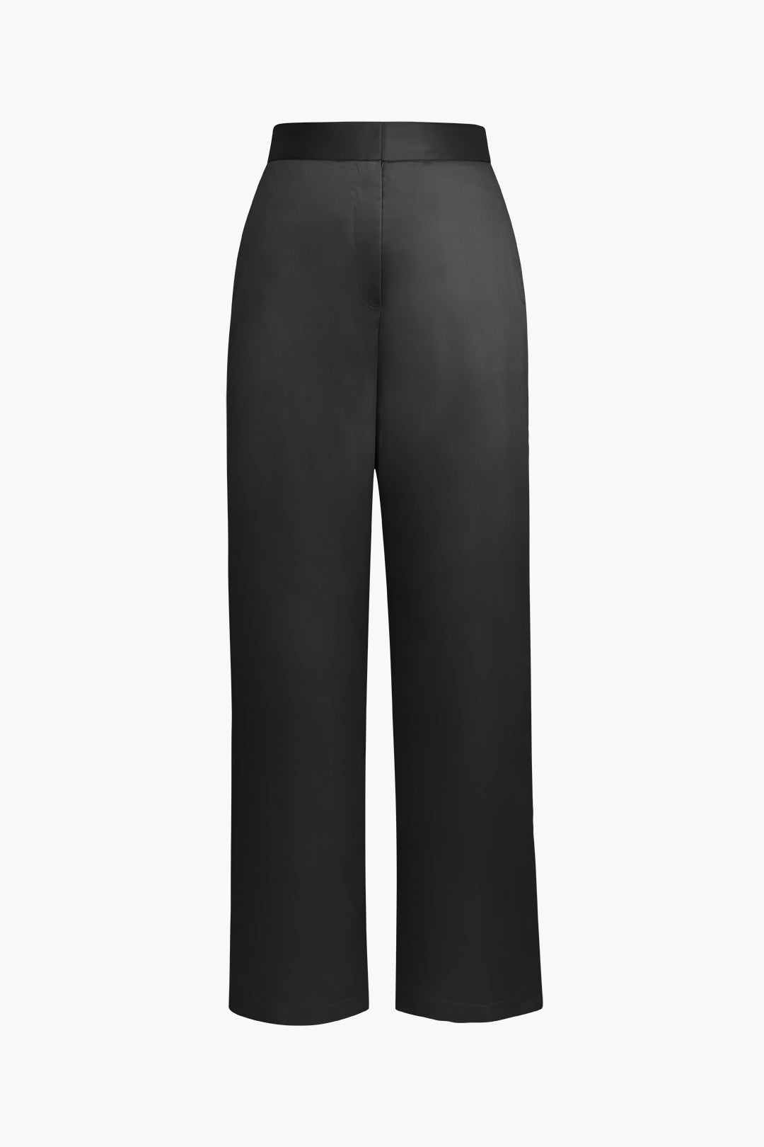 Basic Satin High Waisted Straight Leg Trousers