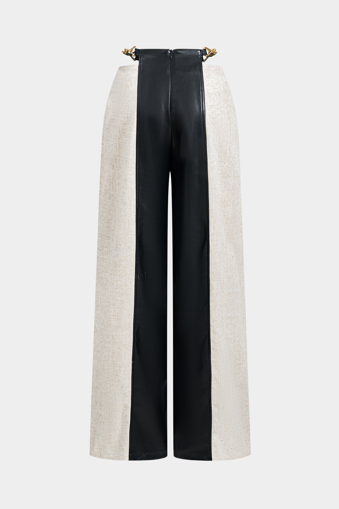 Faux Leather Metallic Patchwork Trousers