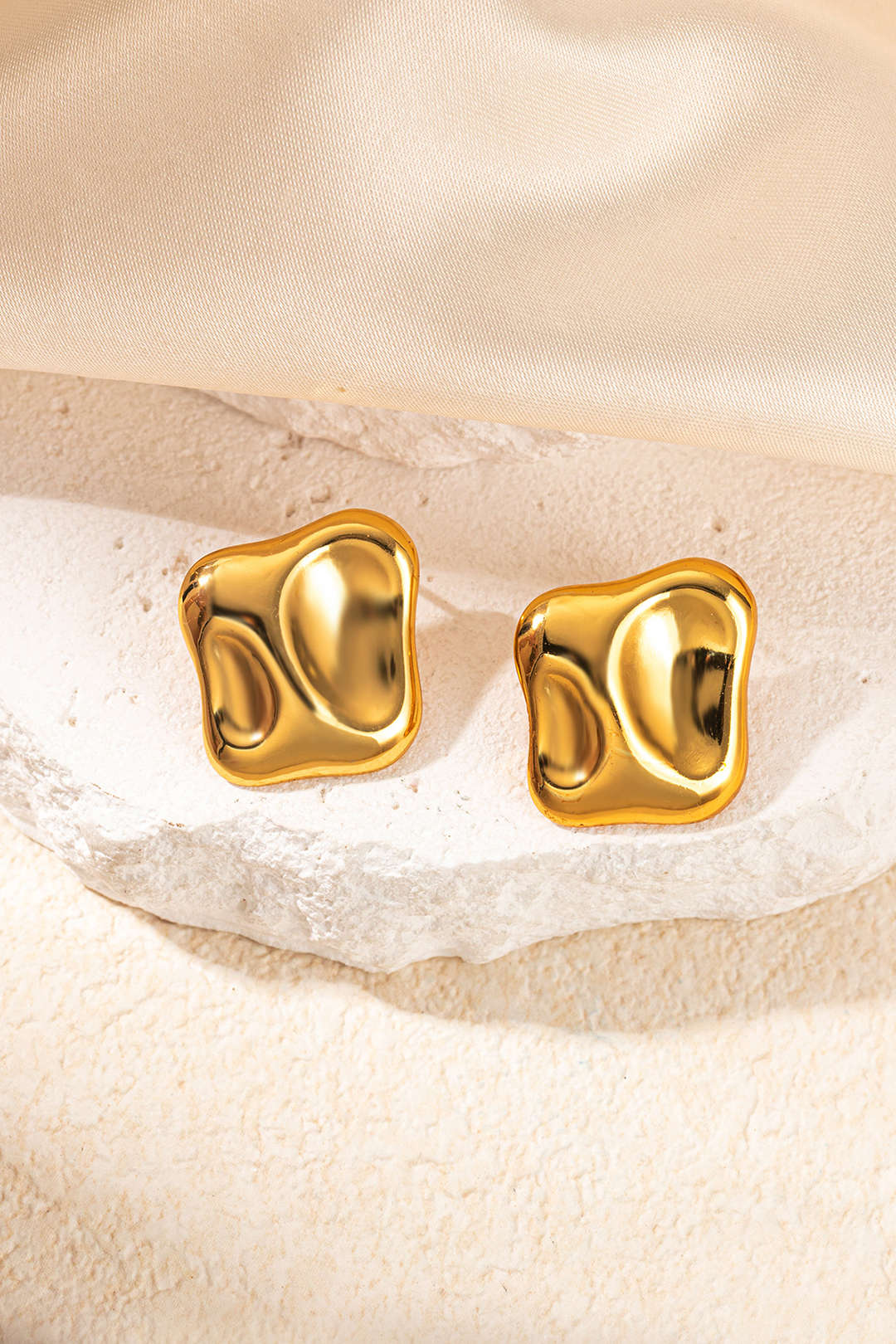 Abstract Gold-Tone Stud Earrings