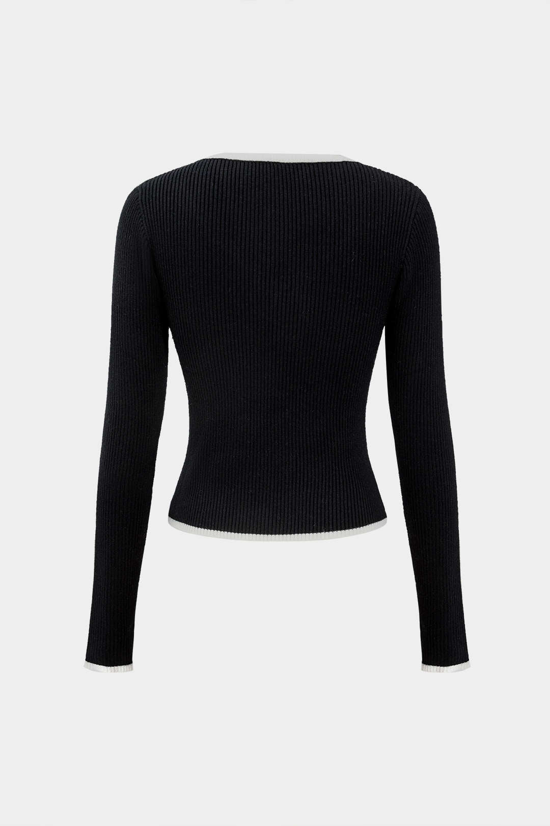 Knit V-Neck Long-Sleeve Top