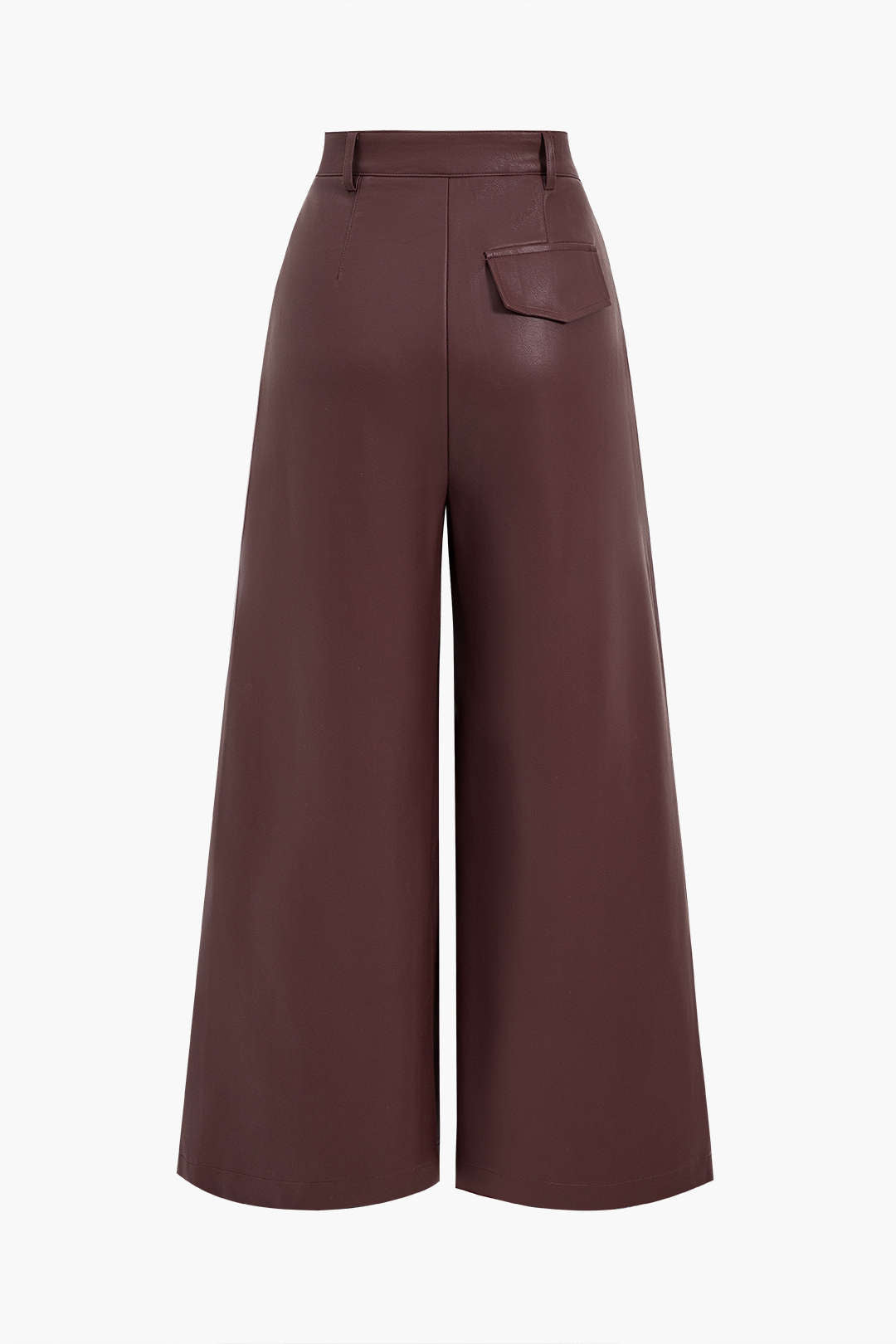 Faux Leather Pocket Wide Leg Trousers