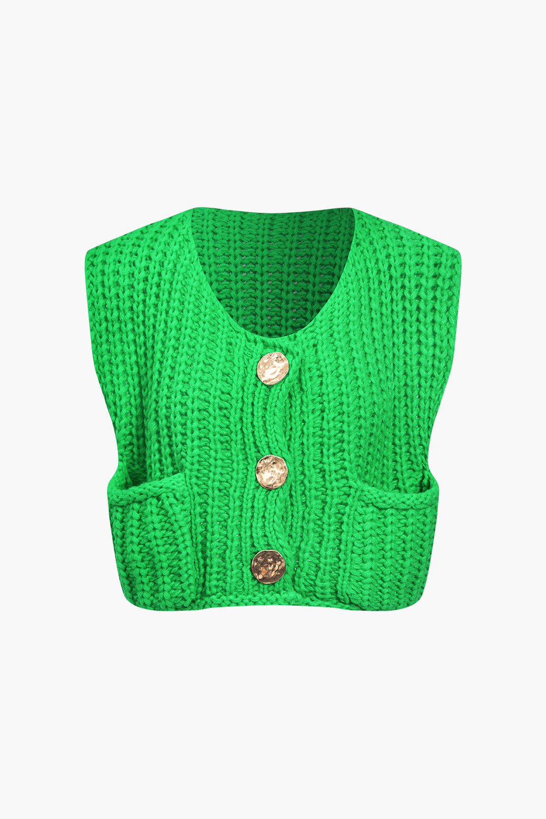 Solid Knit Button Up Vest