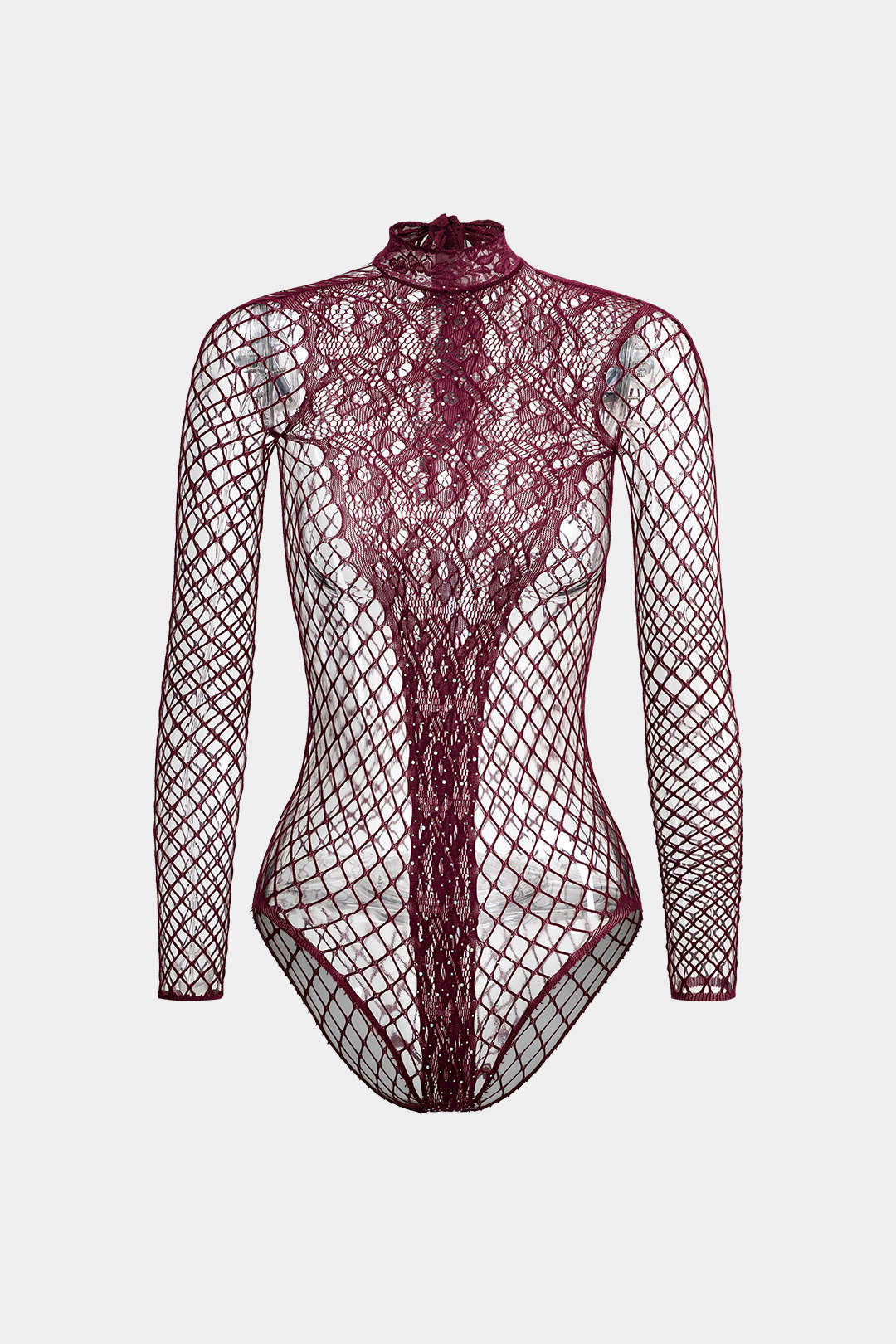 Cut Out Rhinestone Long Sleeve Bodysuit